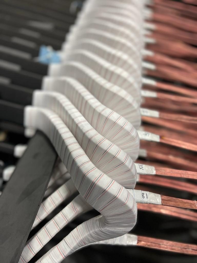 Close view of a manufactured copper coil
